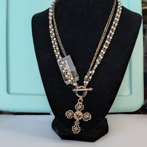 Cookie Lee Genuine Crystal Cross Necklace